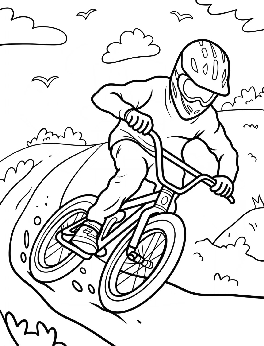 Professional Cyclist Riding Coloring Page 3 Professional Cyclist Riding Through Mud Coloring Page