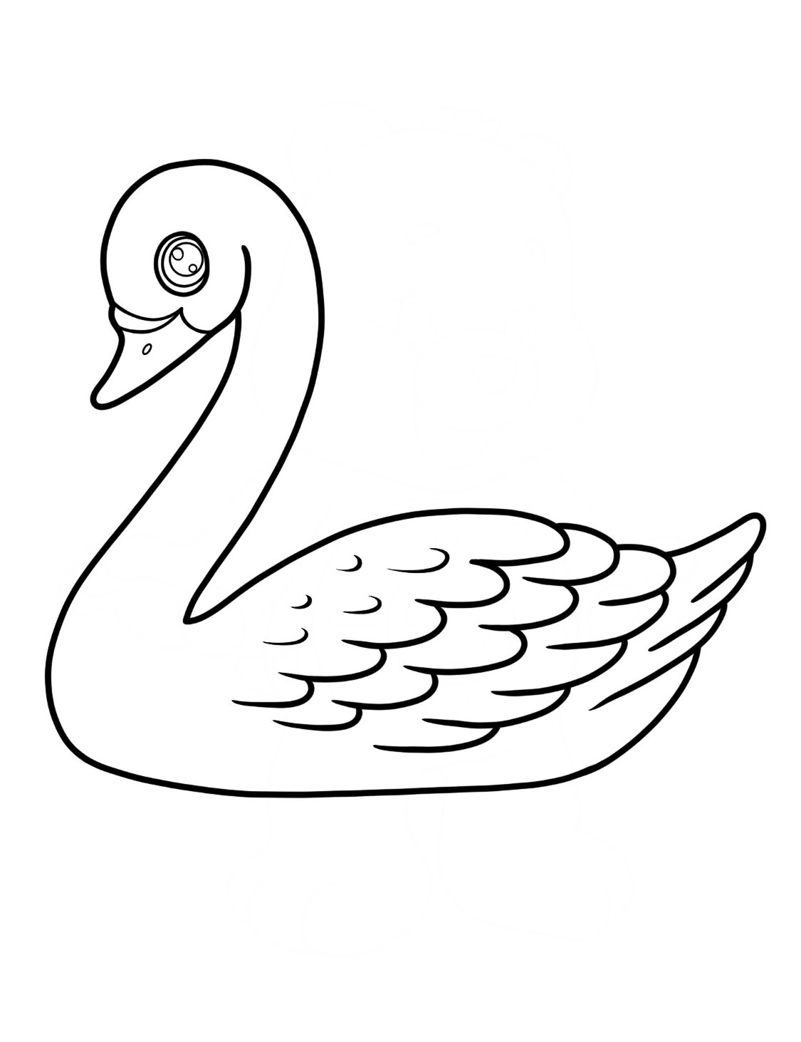 The Graceful Bird Swan Coloring Page 9 Swan With Big Round Eyes-Coloring Page