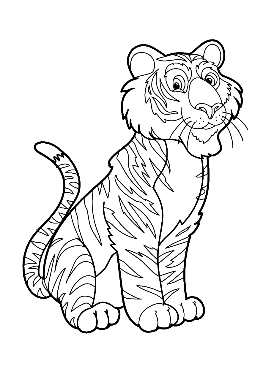 Tiger Coloring Page Cartoon