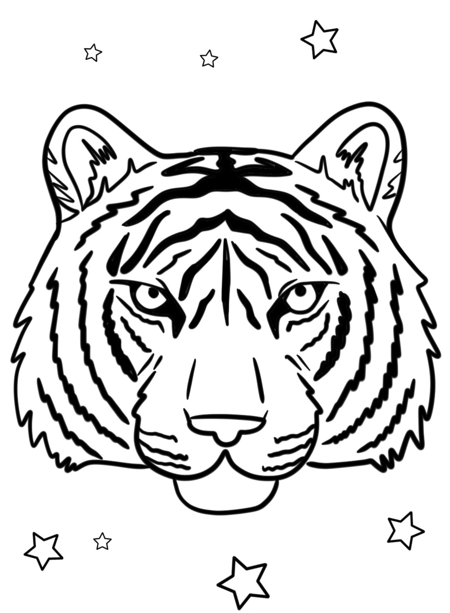 Tiger Head Coloring Page 1 Tiger Face Coloring Page