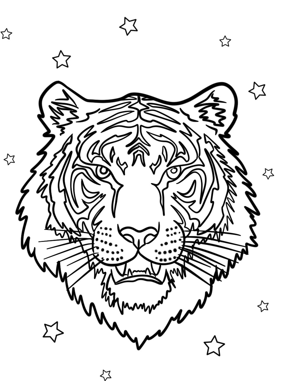 Tiger Head Coloring Page 3 Tiger Head Coloring Page