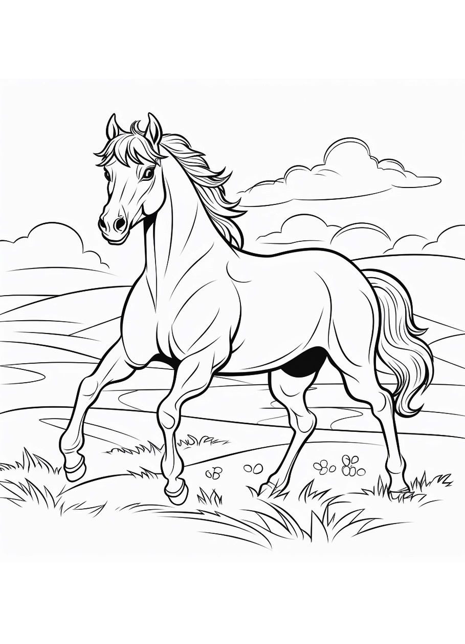 Feel the Freedom with a Wild Horse Coloring Page 3 Wild Horse Coloring Page Download