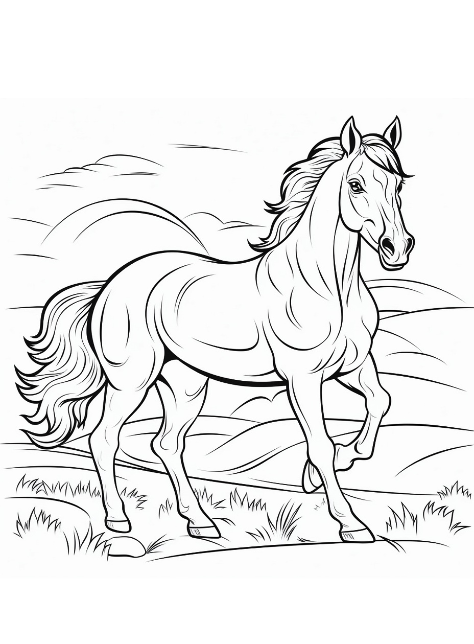 Feel the Freedom with a Wild Horse Coloring Page 5 Wild Horse Coloring Page Print