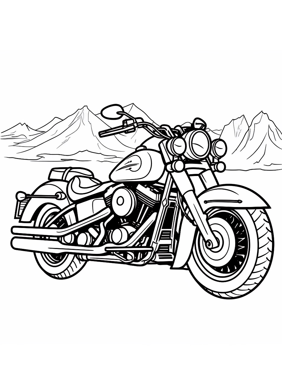 classic motorcycle coloring page print