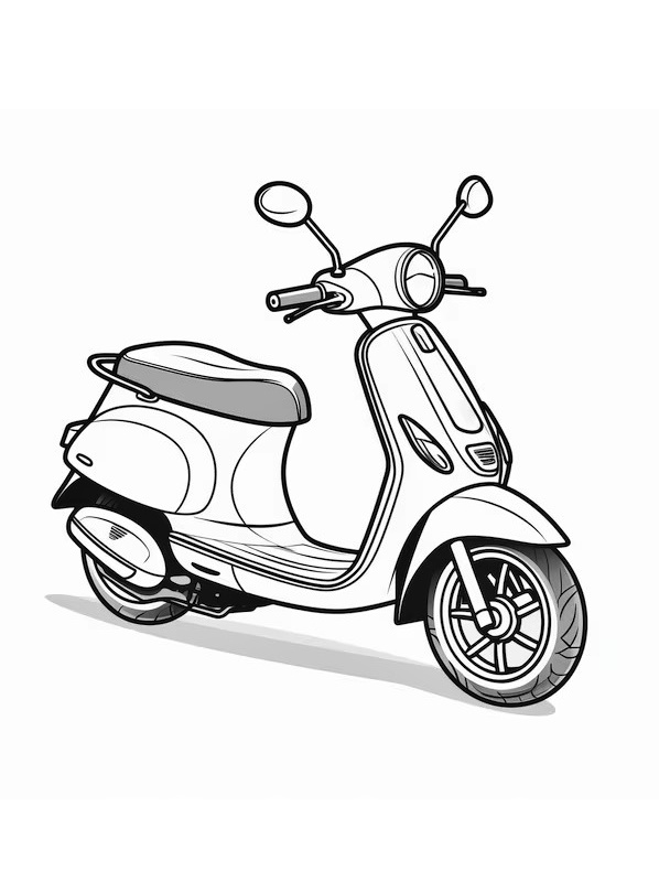 Italian Motor Scooter Vespa Coloring Page 2 italian motor scooter coloring pages
