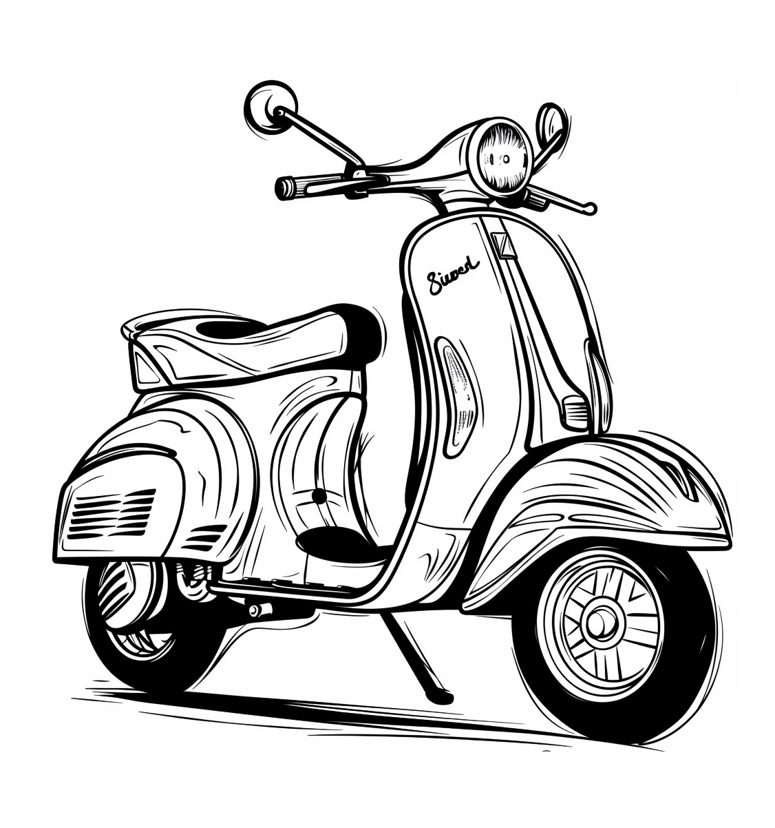 Italian Motor Scooter Vespa Coloring Page 4 italian motor scooter vespa coloring