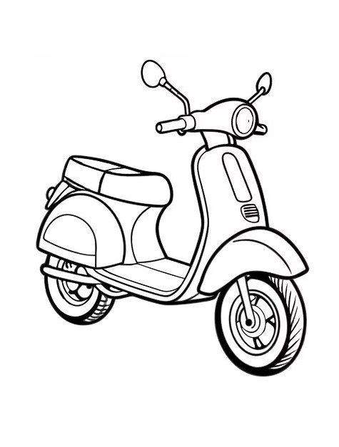 Italian Motor Scooter Vespa Coloring Page 5 vehicle scooter vespa coloring page kids