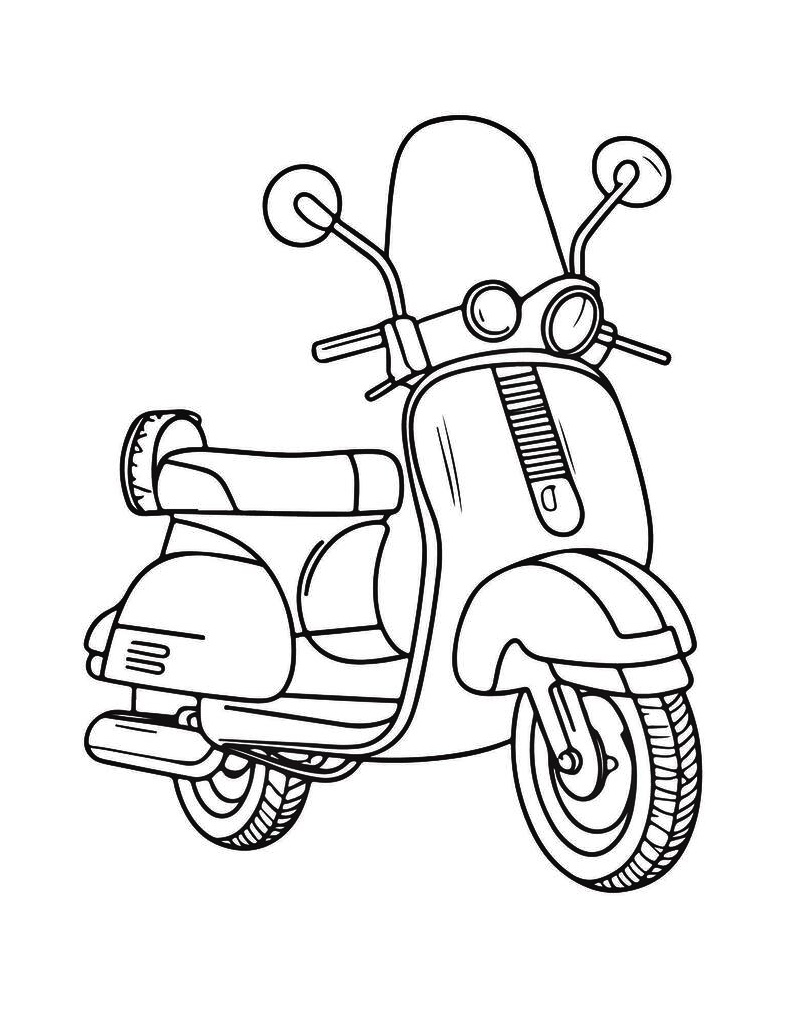 Italian Motor Scooter Vespa Coloring Page 6 vehicle scooter vespa coloring pages