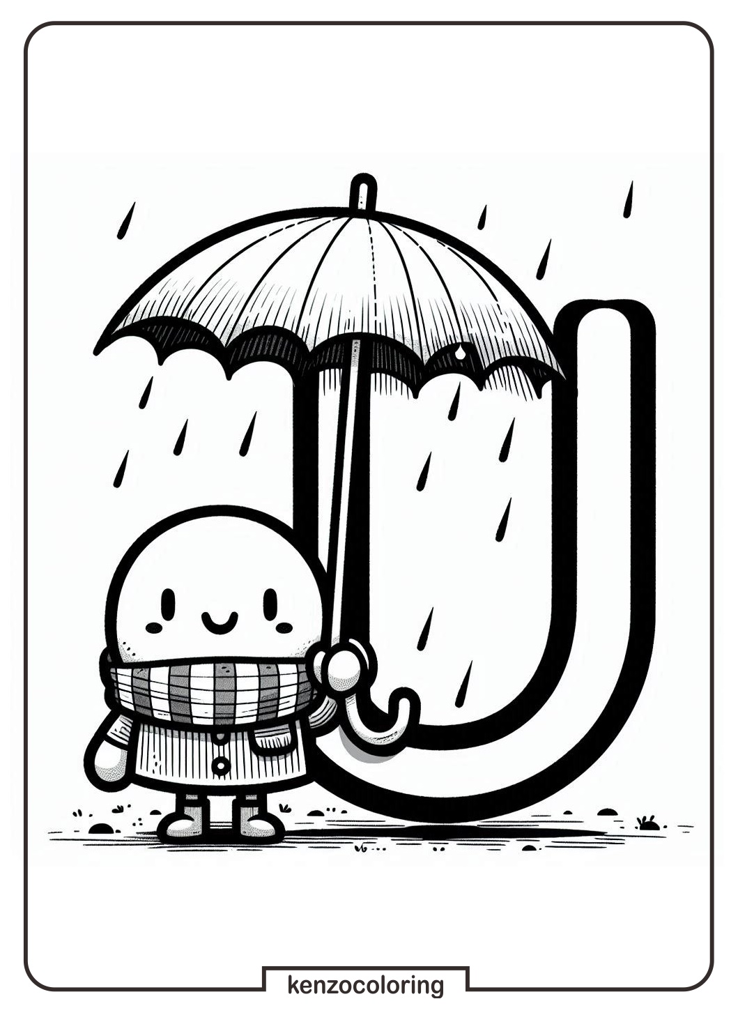 Alphabet Letter U with Umbrella Coloring Page 2 Alphabet Letter U with Umbrella Coloring Online Pages for Kids
