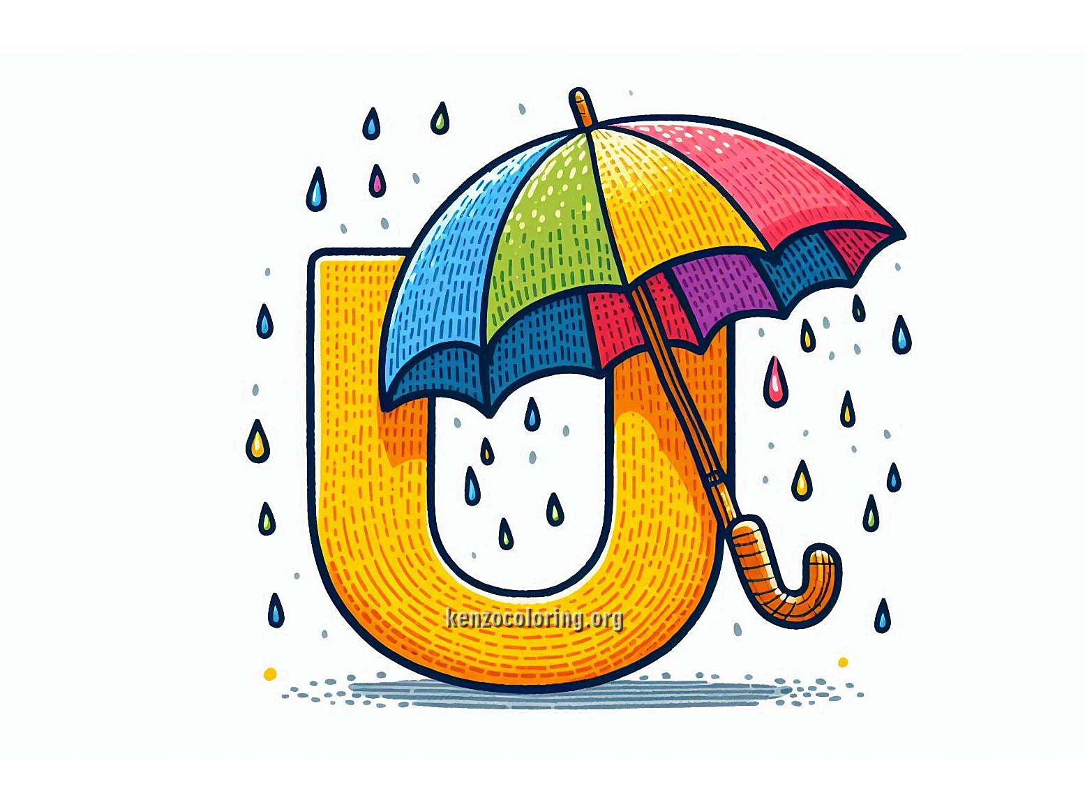 Alphabet Letter U with Umbrella Coloring Page 3 Image a Alphabet Letter U with Umbrella Coloring