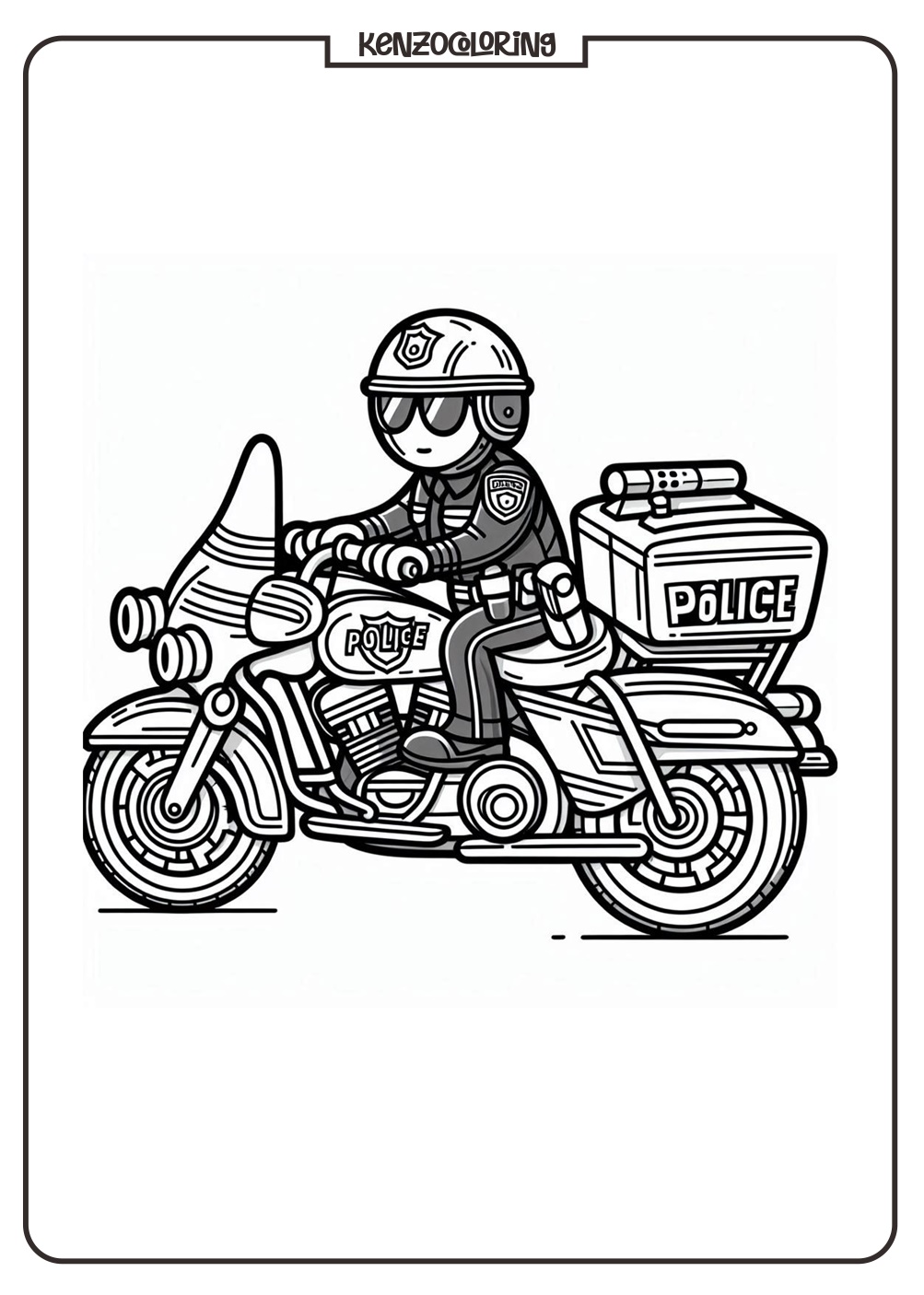 Police Motorcycle Coloring Pages for Kids 2 Police Motorcycle Coloring Page For Kids Online