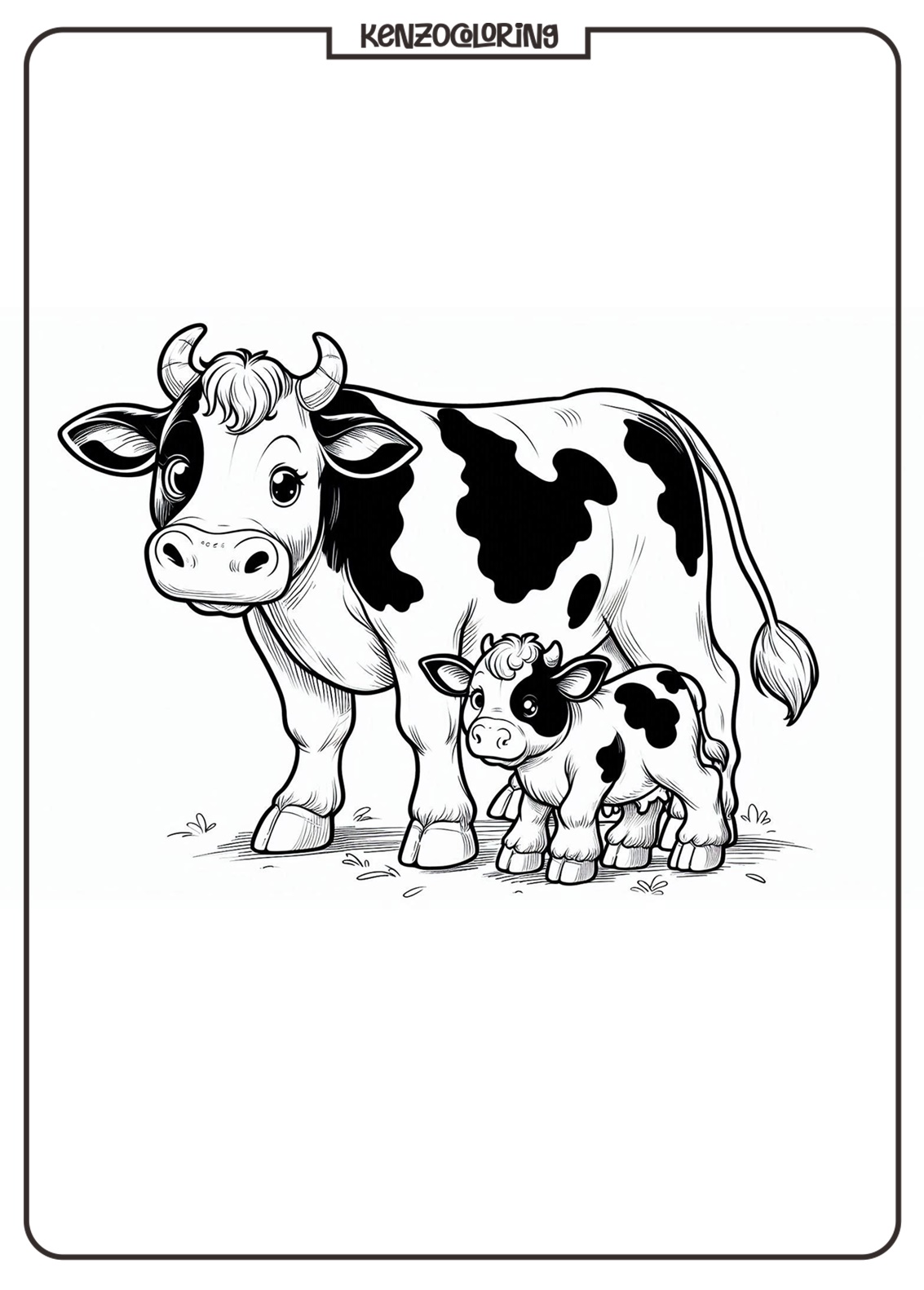 Cow and Her Calf Coloring Pages 1 cow and calf coloring page