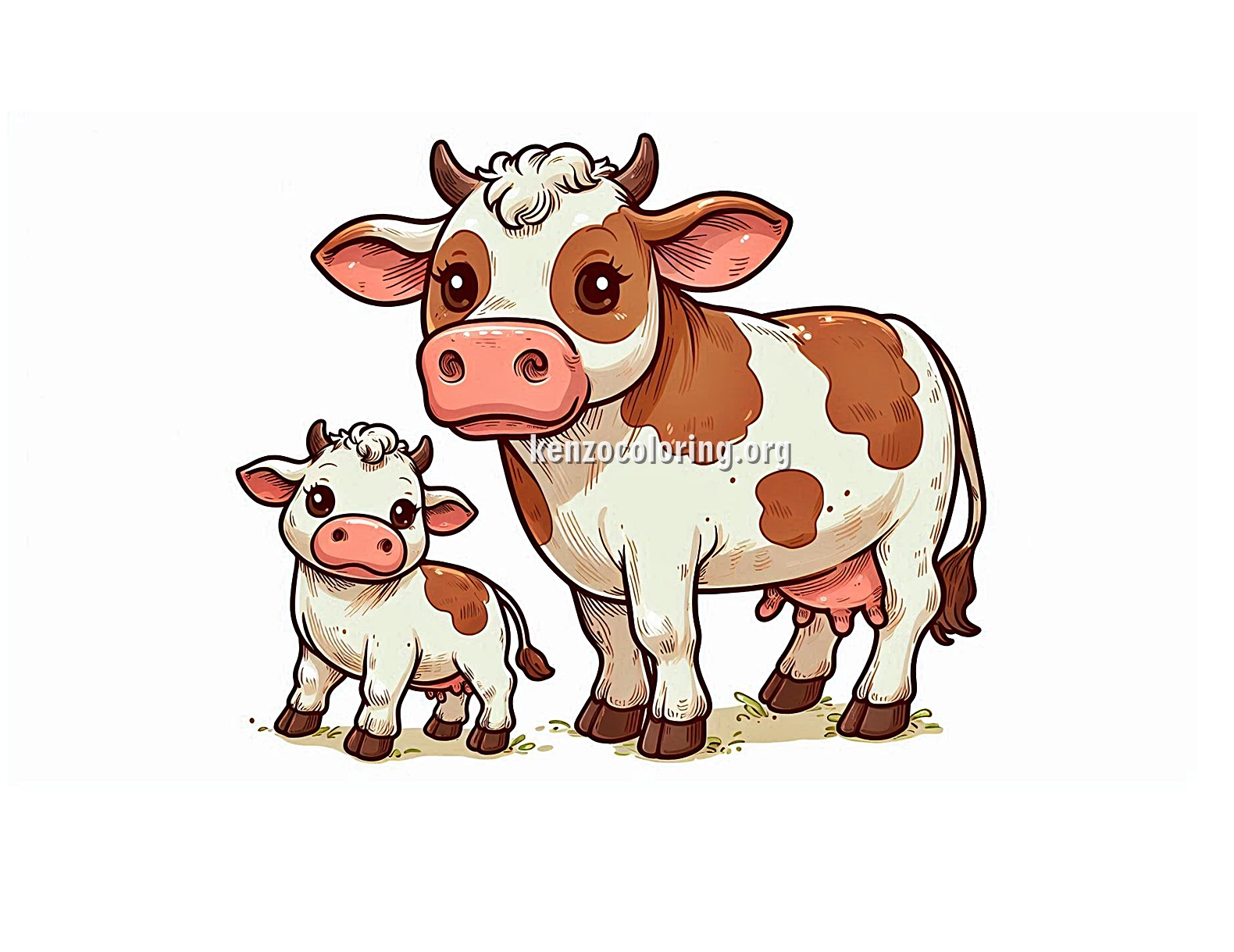 Cow and Her Calf Coloring Pages 3 image a cow and calf coloring