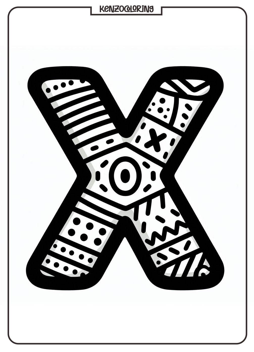 Alphabet letter X Coloring Online Pages