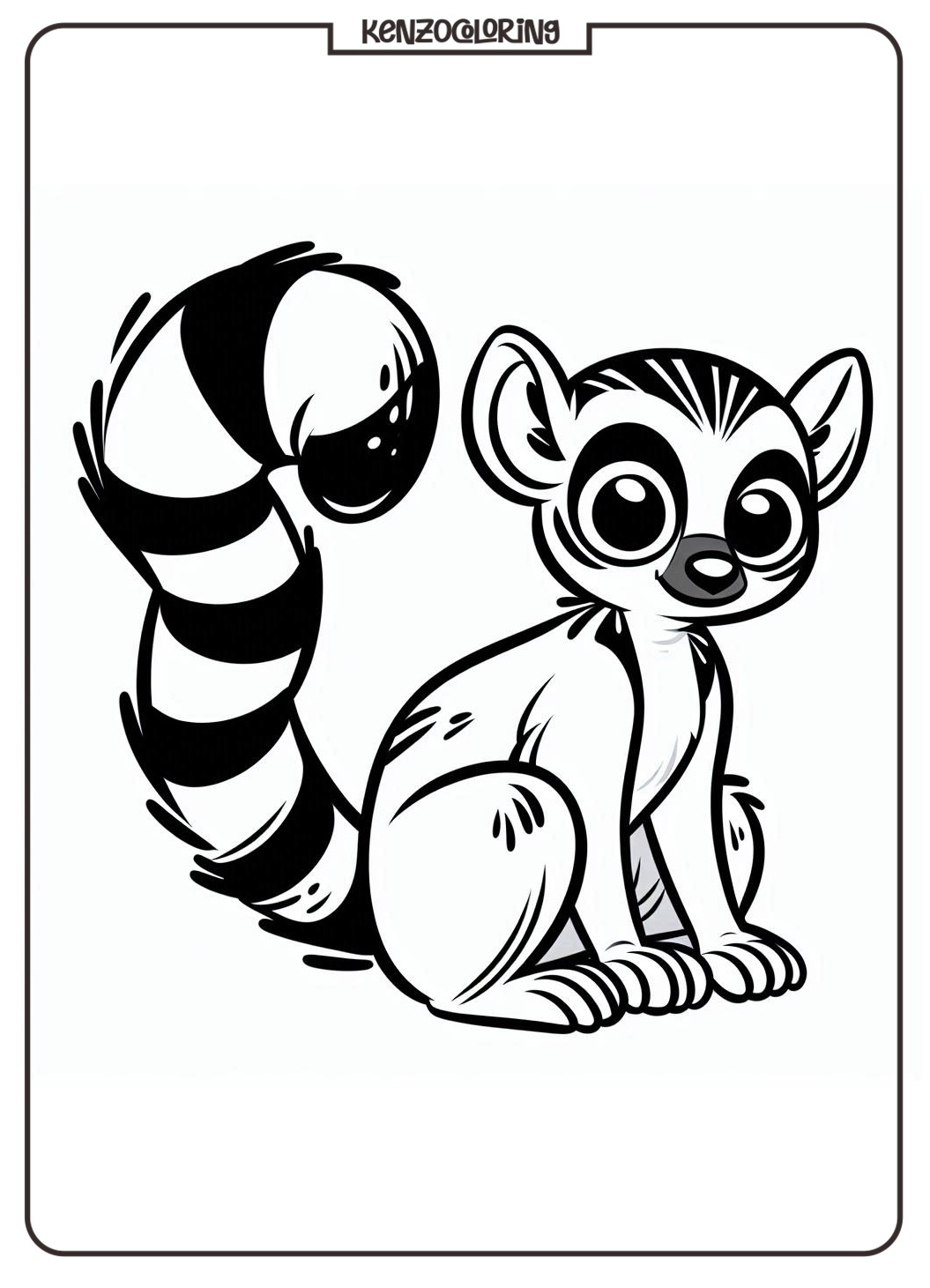 Origin from Madagascar, Lemur Coloring Page 1 Lemur Animal Coloring Page for Kid