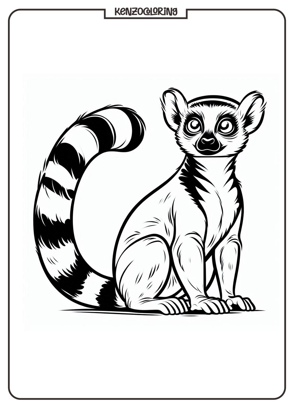 Origin from Madagascar, Lemur Coloring Page 2 Lemur Animal Coloring Page for Kids