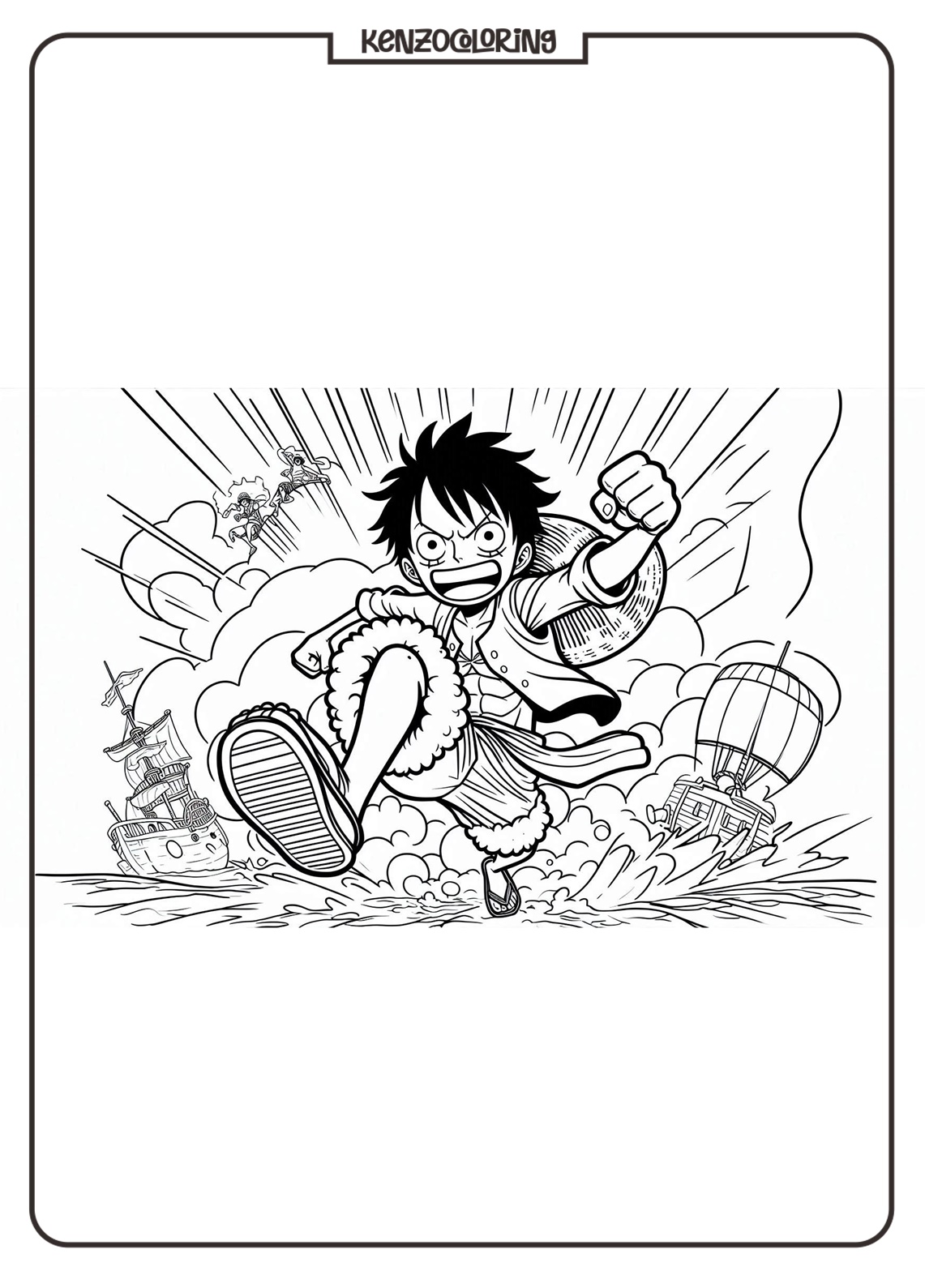 Luffy at Stage Coloring Page 1 Luffy One Piece at Stage coloring pages