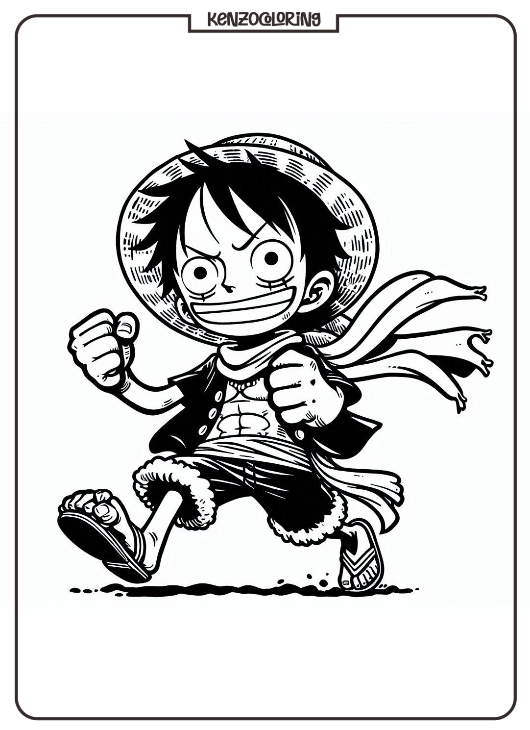 Straw Hat Pirates Captain Monkey D.Luffy Coloring Page 1 Straw Hat Pirates Captain Monkey D.Luffy Coloring Online Pages