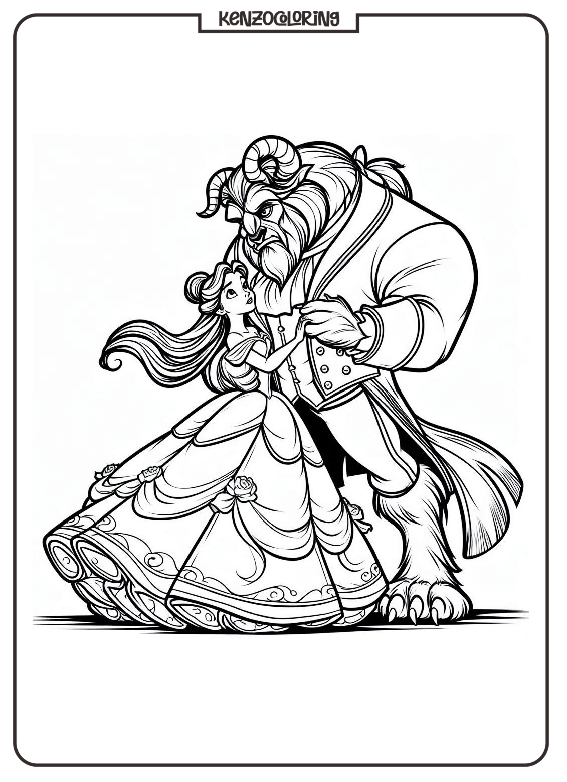 The Magical World of Beauty and the Beast Coloring Page 2 Beauty and the Beast Coloring Page - kenzocoloring.org