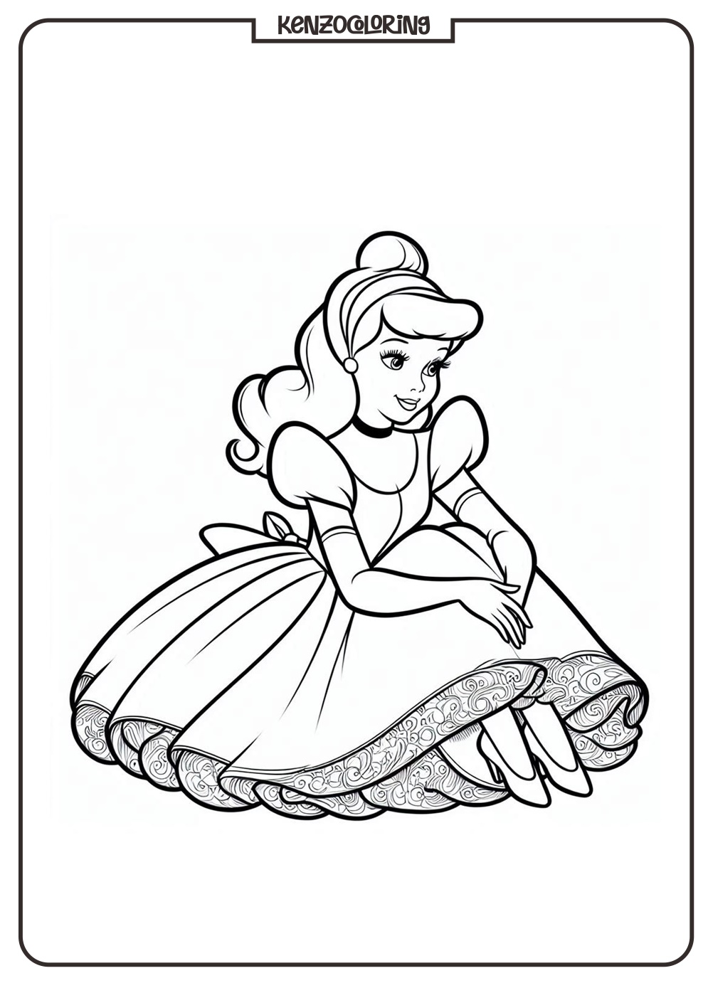 Beautiful Cinderella in a Dress Coloring Page 3 Cinderella Coloring Page - kenzocoloring.org