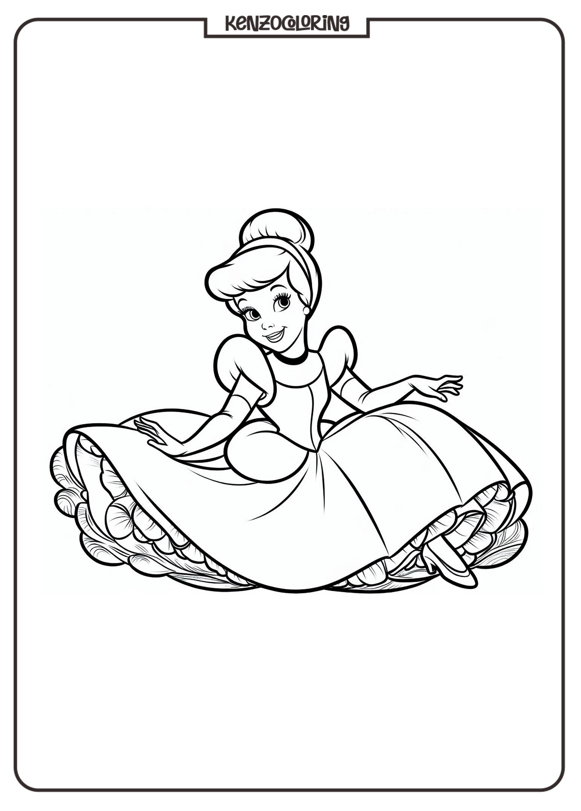 Beautiful Cinderella in a Dress Coloring Page 5 Cinderella Coloring Pages for Kids - kenzocoloring.org
