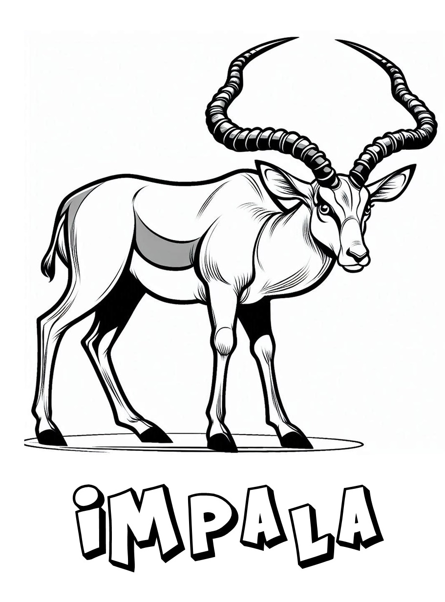 Graceful Animal Impala Coloring Page 2 Impala coloring online page for kids