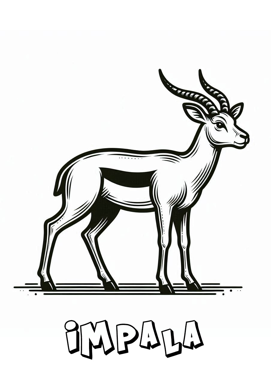 Graceful Animal Impala Coloring Page 3 Impala coloring online pages for kids