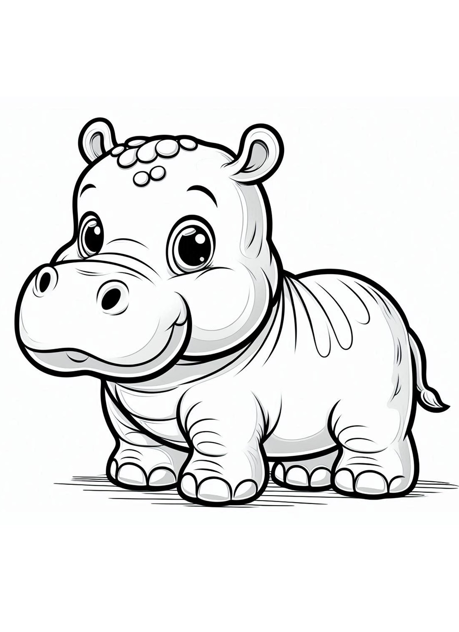 Cute Hippo Coloring Page for Kids 2 hippo coloring page for kid