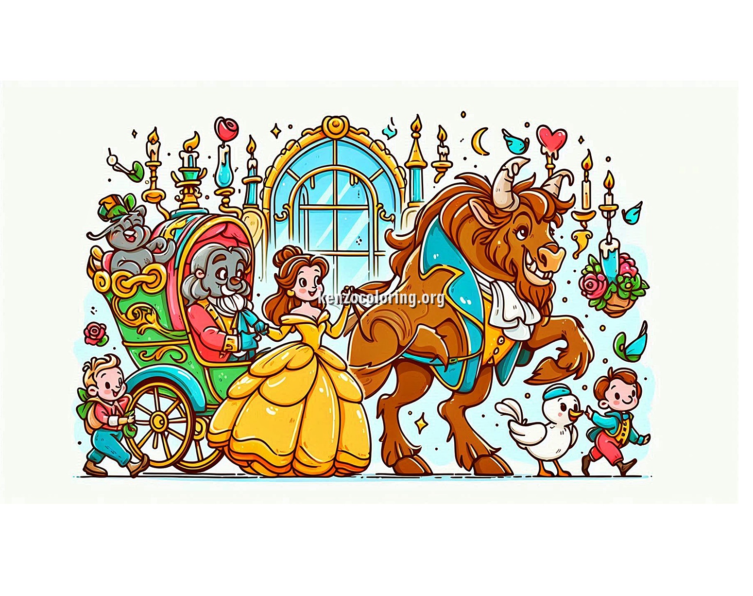 The Magical World of Beauty and the Beast Coloring Page 4 image a beauty ang the beast coloring