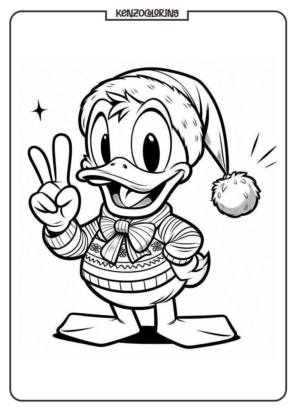 Donald Duck Celebrates Christmas Coloring Pages - kenzocoloring.org
