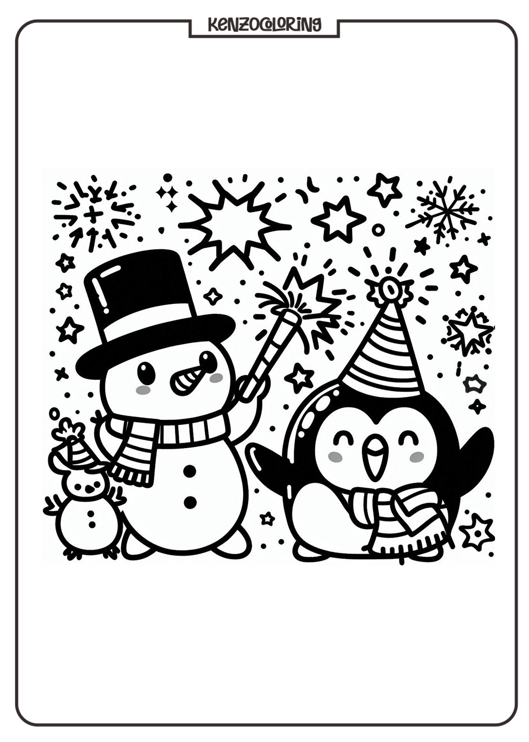 Happy New Year Coloring Page for Kids - kenzocoloring.org