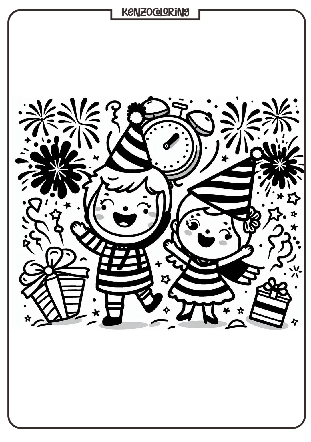 Happy New Year Coloring Pages - kenzocoloring.org