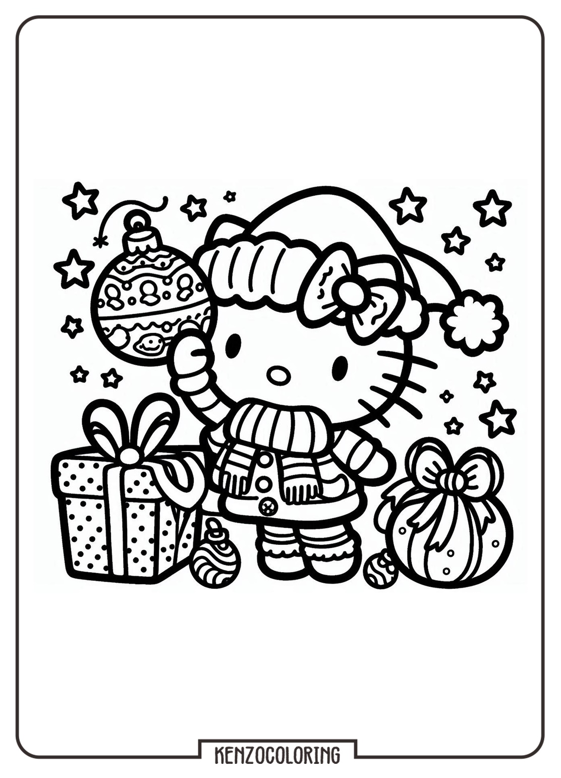 Hello Kitty Celebrate Christmas Coloring Pages for Kids - kenzocoloring.org