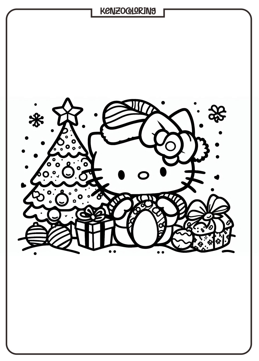 Hello Kitty Celebrate Christmas Coloring for Kids - kenzocoloring.org