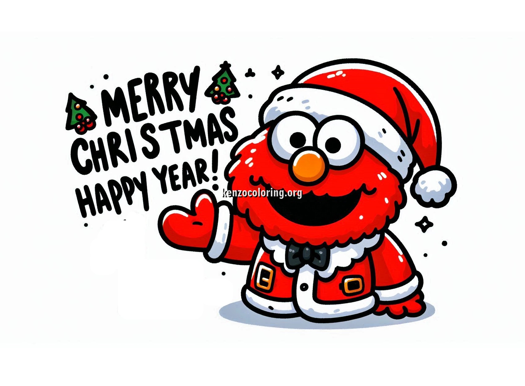 Image Elmo Celebrates Christmas and Happy New Year Coloring