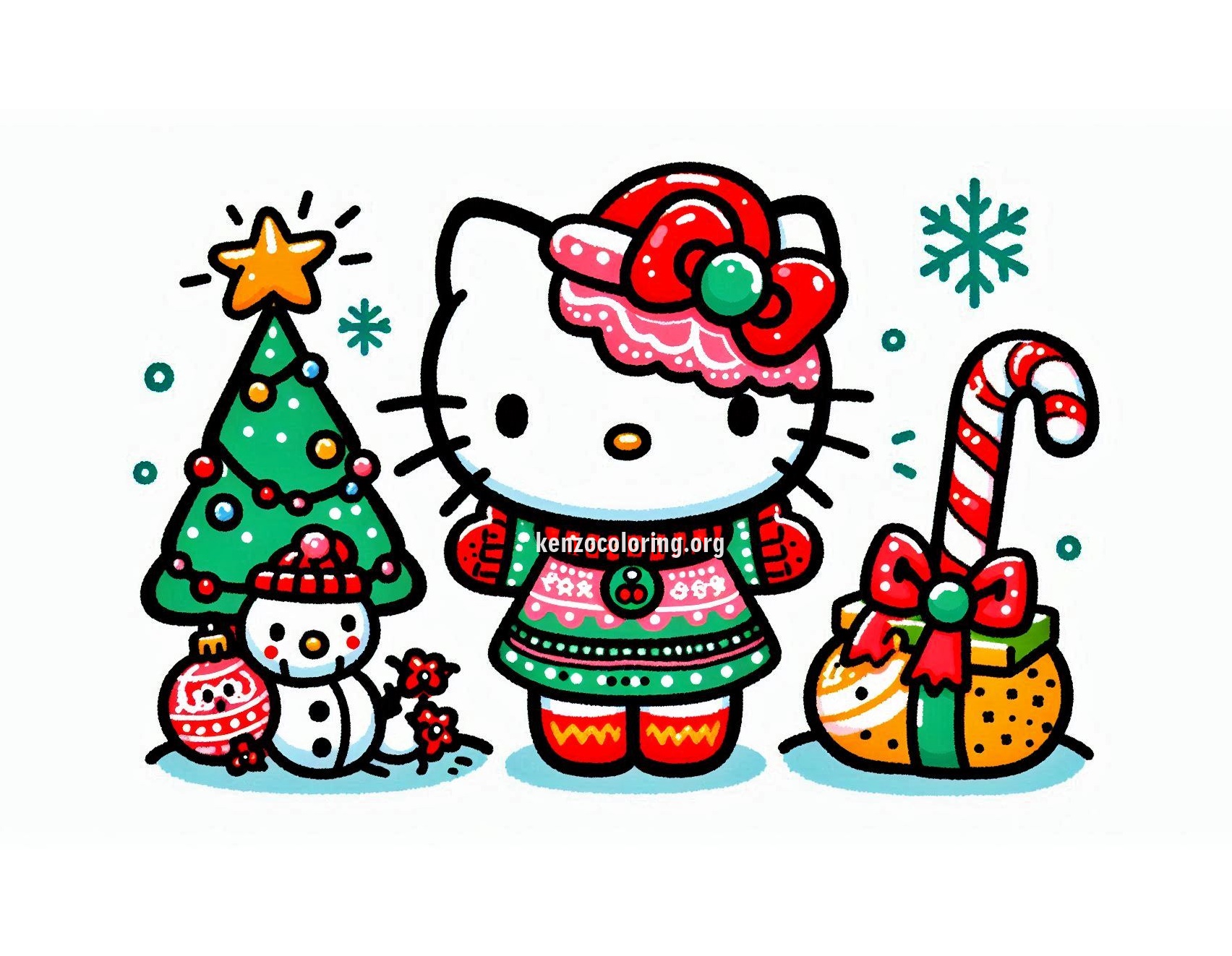 Hello Kitty Celebrate Christmas Coloring Pages for Kids