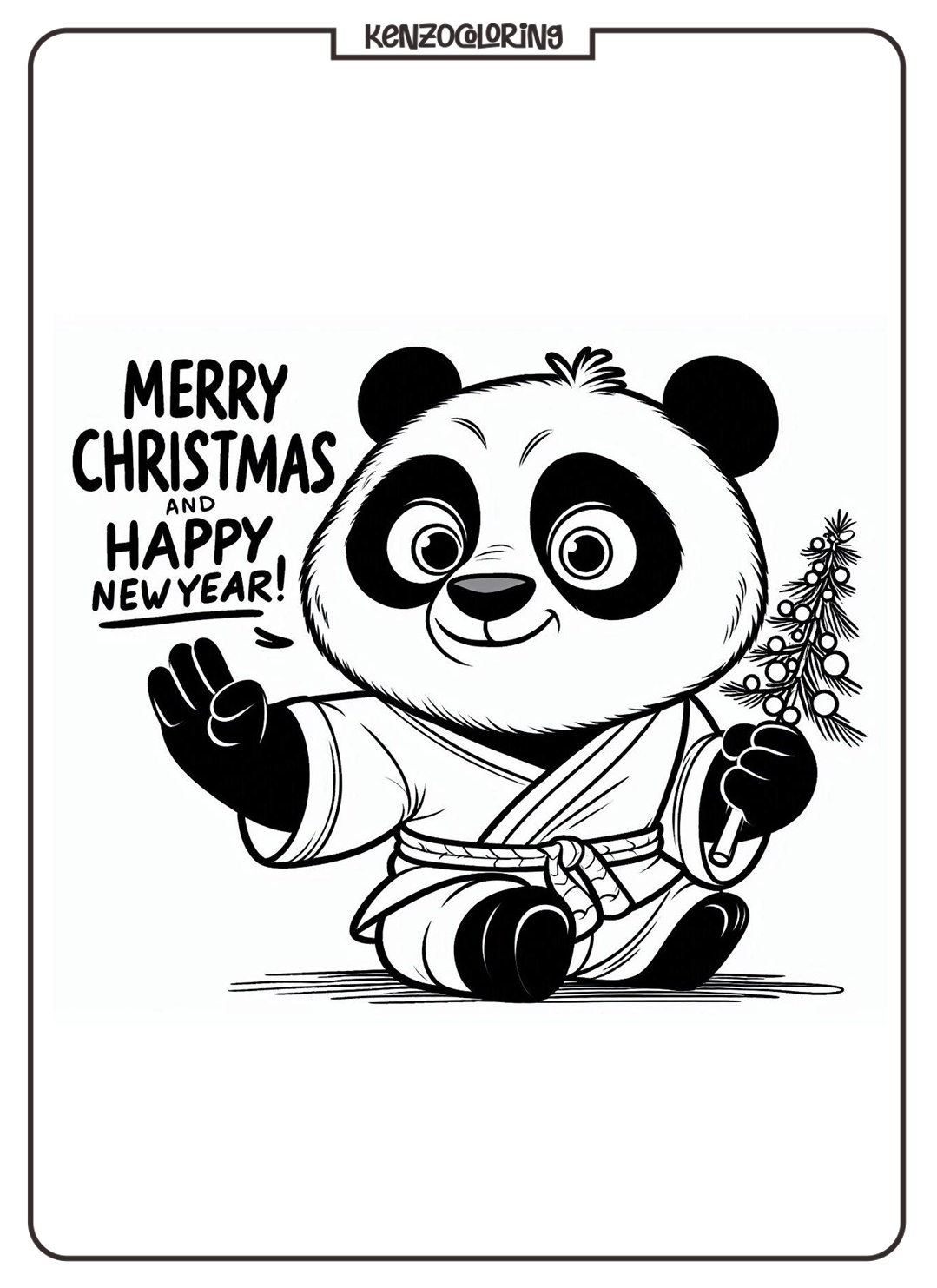 KungFu Panda Celebrates Christmas and Happy New Year Coloring Pages for Kids 2 Kungfu Panda celebrates Christmas and Happy New Year Coloring Book - kenzocoloring.org