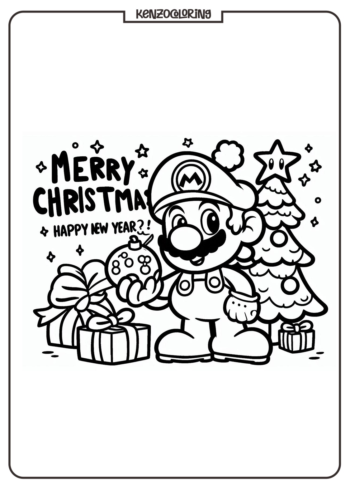 Mario Bros Celebrates Christmas and Happy New Year Coloring Pages 1 Mario Bros Celebrates Christmas and Happy New Year Coloring Book - kenzocoloring.org
