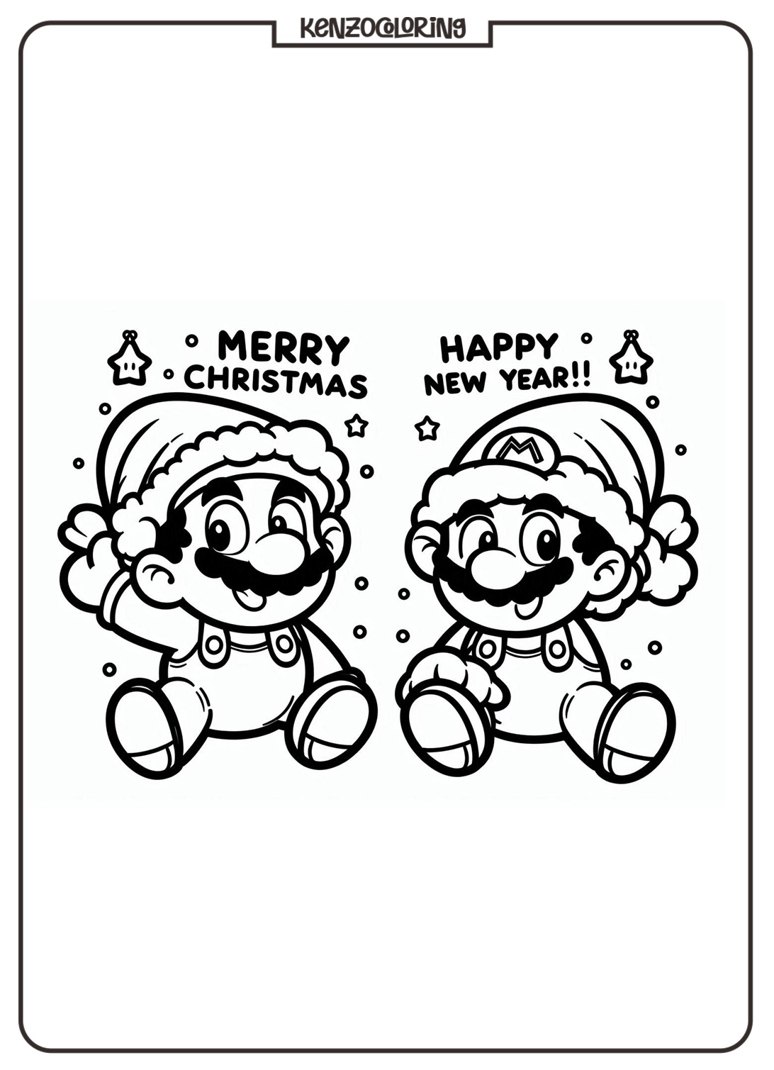 Mario Bros Celebrates Christmas and Happy New Year Coloring Pages 2 Mario Bros Celebrates Christmas and Happy New Year Coloring Page - kenzocoloring.org