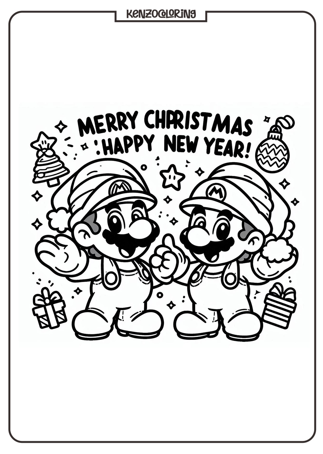 Mario Bros Celebrates Christmas and Happy New Year Coloring Pages 3 Mario Bros Celebrates Christmas and Happy New Year Coloring Pages - kenzocoloring.org