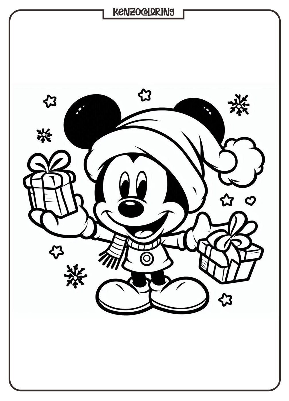 Mickey Mouse Celebrate Christmas Coloring Page for Kids 3 Mickey Mouse Celebrate Christmas Coloring Pages - kenzocoloring.org