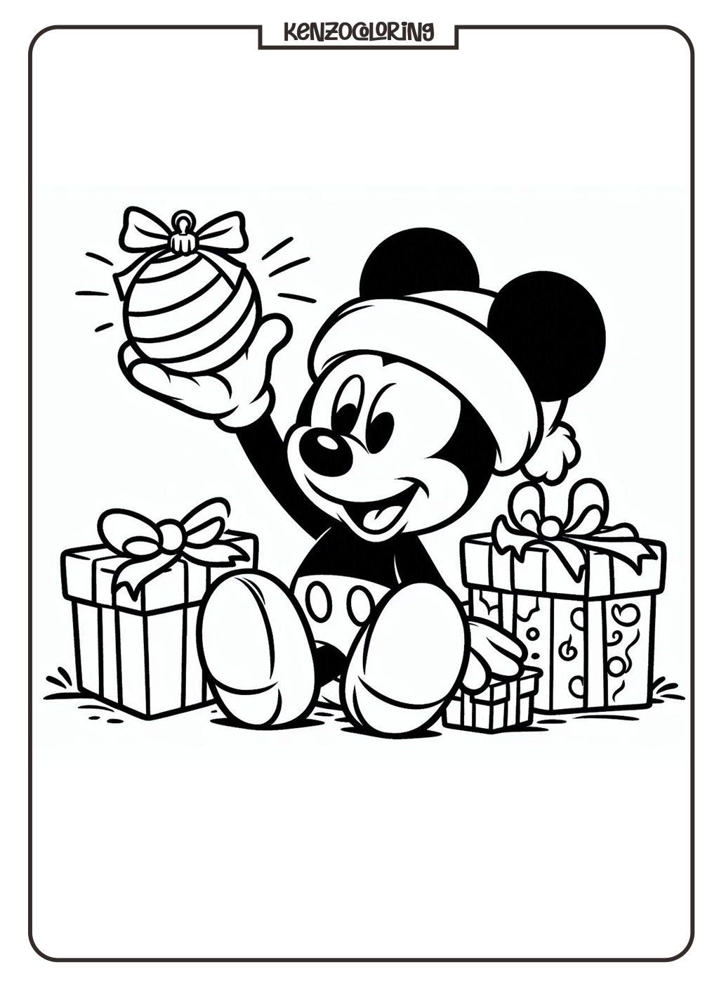 Mickey Mouse Celebrate Christmas Coloring Page for Kids 1 Mickey Mouse Celebrate Christmas Coloring - kenzocoloring.org
