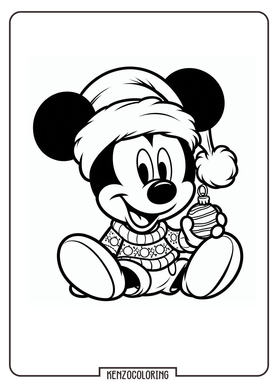 Mickey Mouse Wearing a Santa Hat at Christmas Celebration Coloring Pages 2 Mickey Mouse Wearing a Santa Hat at Christmas Celebration Coloring Page - kenzocoloring.org