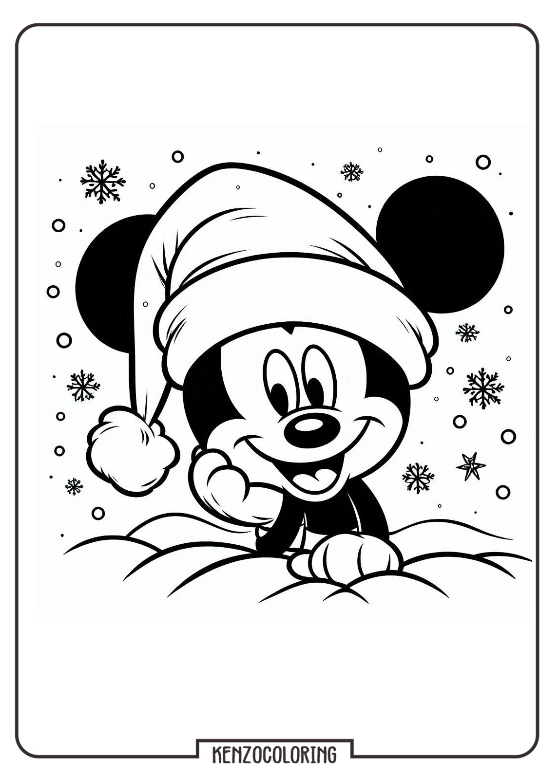 Mickey Mouse Wearing a Santa Hat at Christmas Celebration Coloring Pages 3 Mickey Mouse Wearing a Santa Hat at Christmas Celebration Coloring Pages - kenzocoloring.org