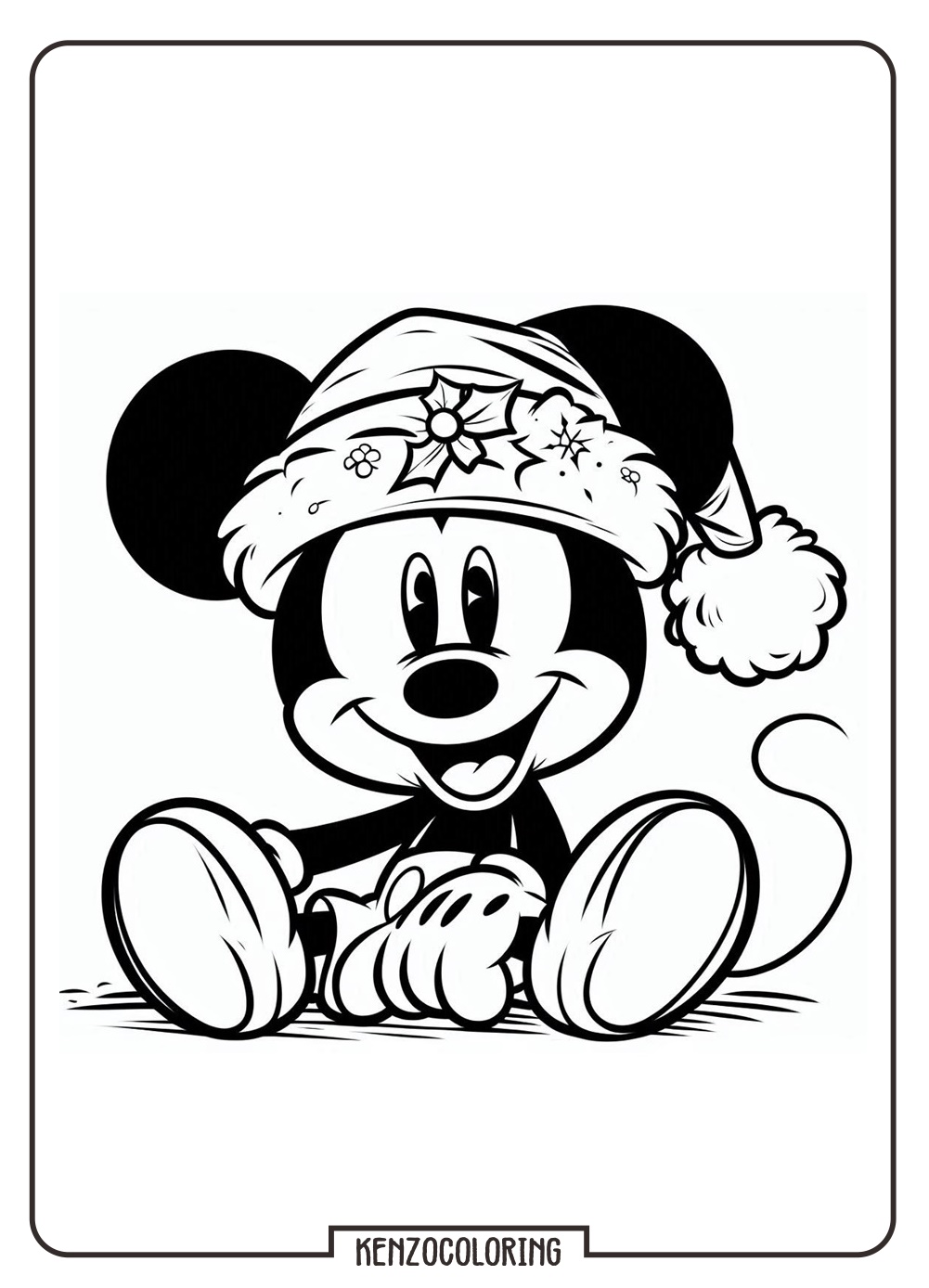 Mickey Mouse Wearing a Santa Hat at Christmas Celebration Coloring Pages 1 Mickey Mouse Wearing a Santa Hat at Christmas Celebration Coloring - kenzocoloring.org