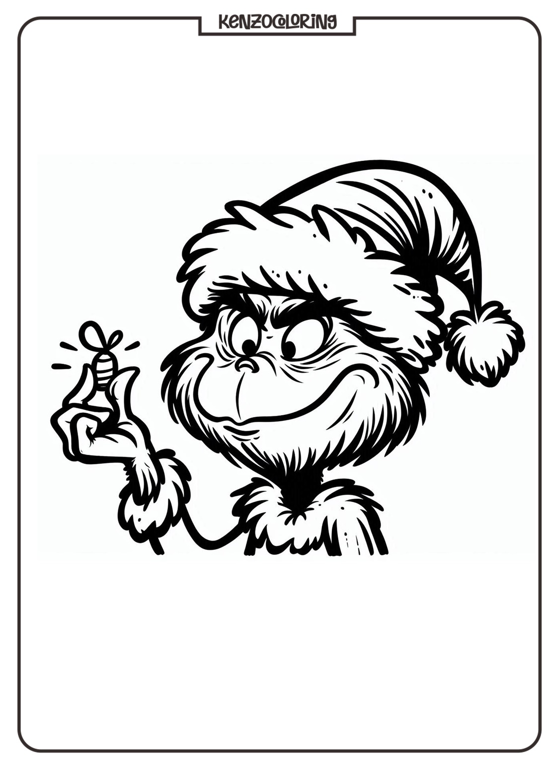 Mr Grinch with Santa Hat Merry Christmas Coloring Book - kenzocoloring.org