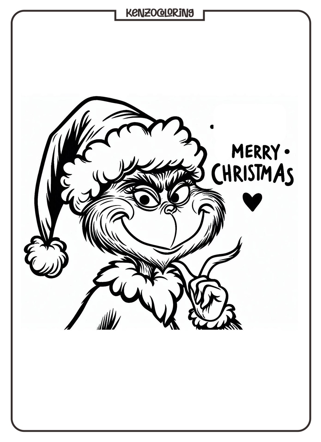 Mr Grinch with Santa Hat Merry Christmas Coloring - kenzocoloring.org