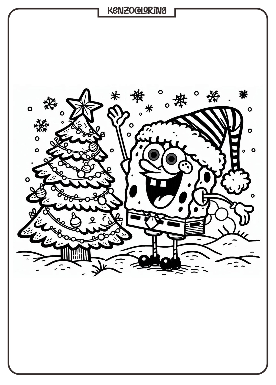 Spongebob Celebrates Christmas and Happy New Year Coloring Book - kenzocoloring.org