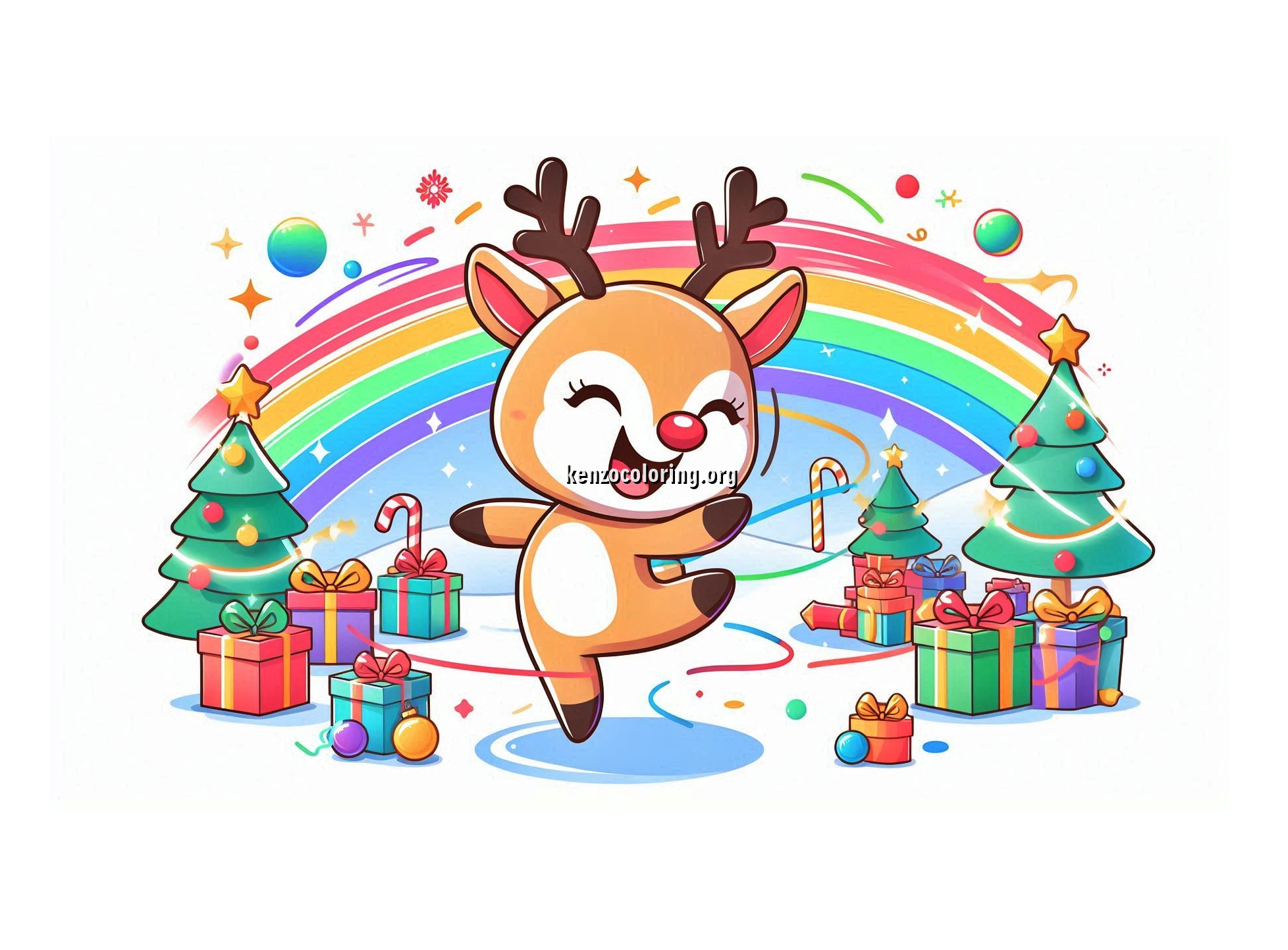 Celebrate the Holiday Spirit with Rudolph Celebrates Merry Christmas Coloring Pages
