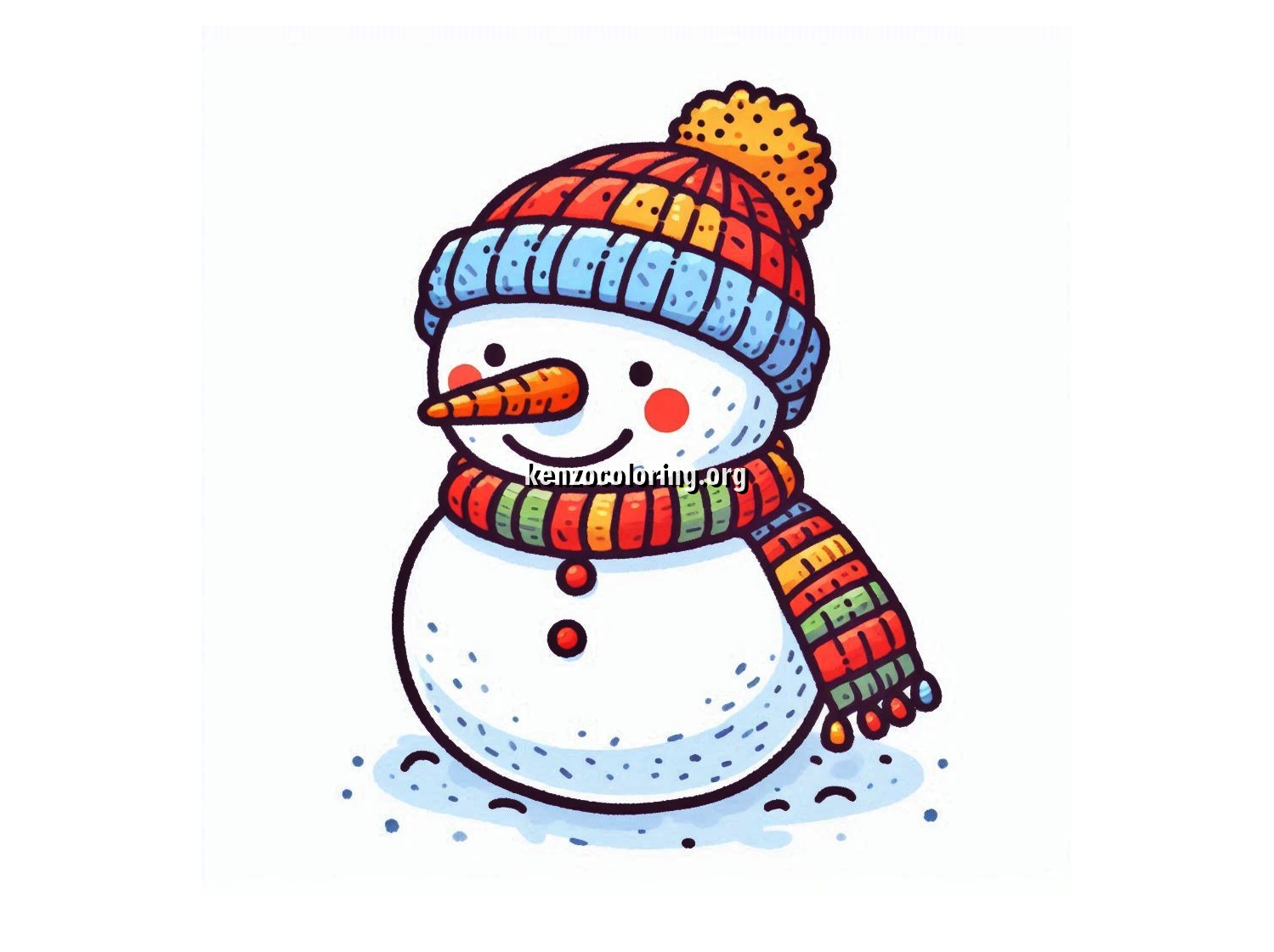 Cheerful Snowman Coloring Pages fo Kids